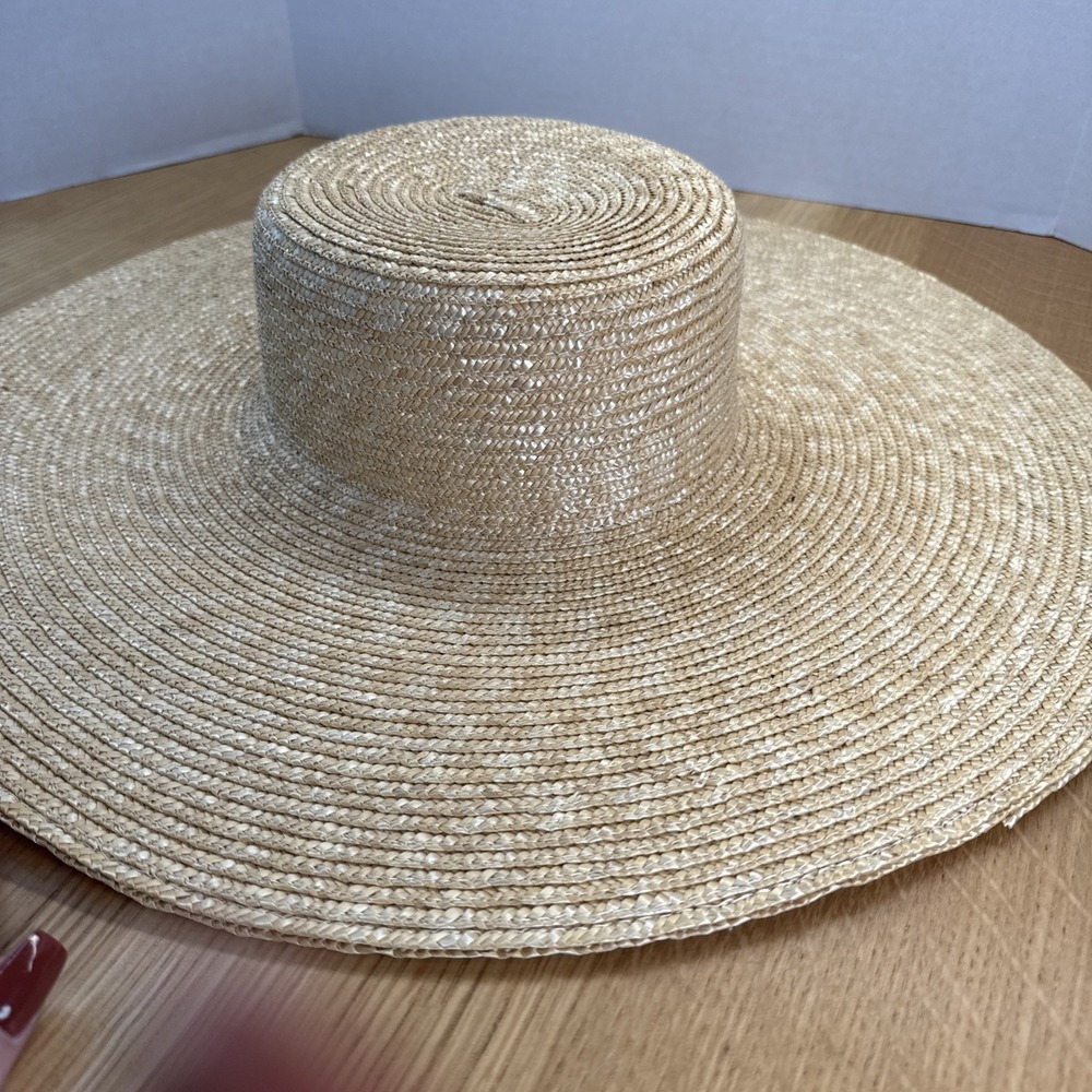 Lack of Color Spencer Straw Boater Hat Size Lg 59cm Wide Tan Beachy Oversized - Picture 3 of 9